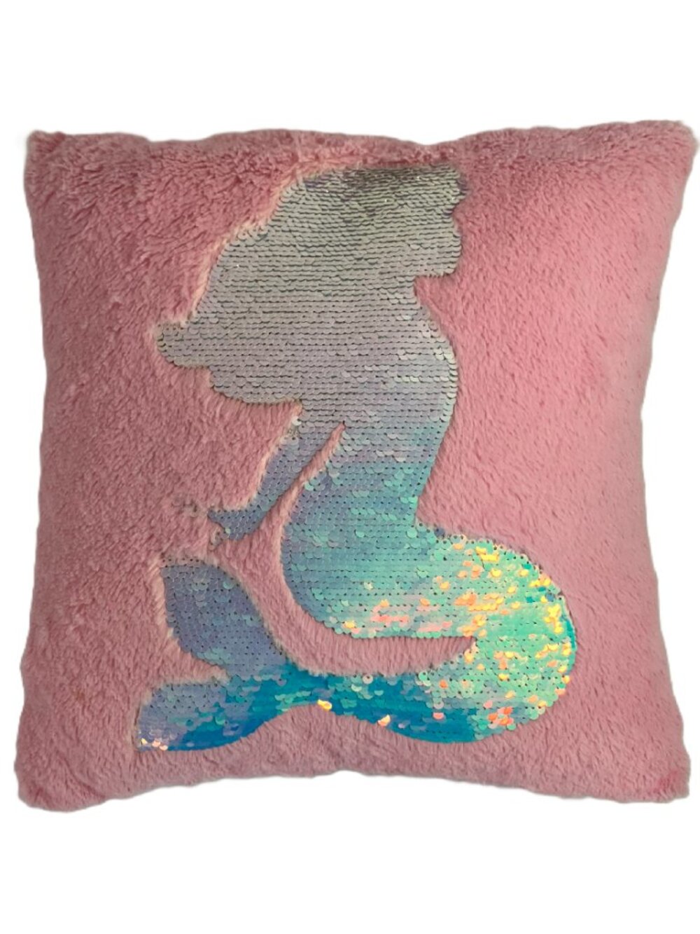 Pink Mermaid Throw Pillow with Reversible Sequins